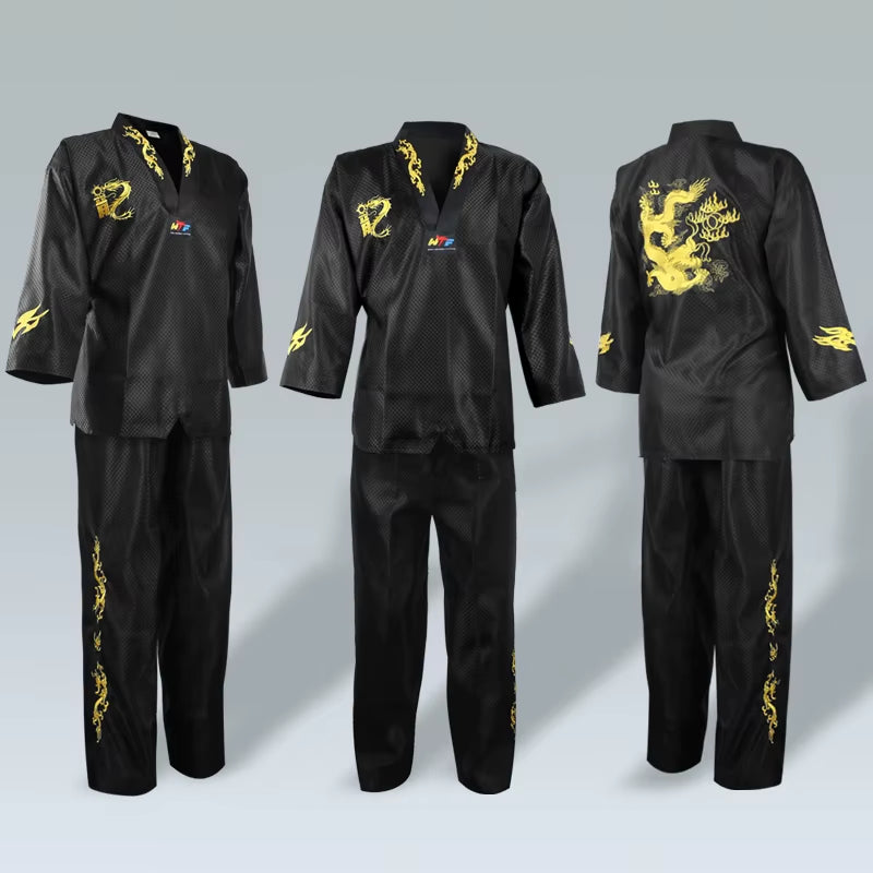 Black Taekwondo Uniform Dobok Kids Male Female Taekwondo Dobok Cotton Suits Jodo Uniform Taekwondo Cloths