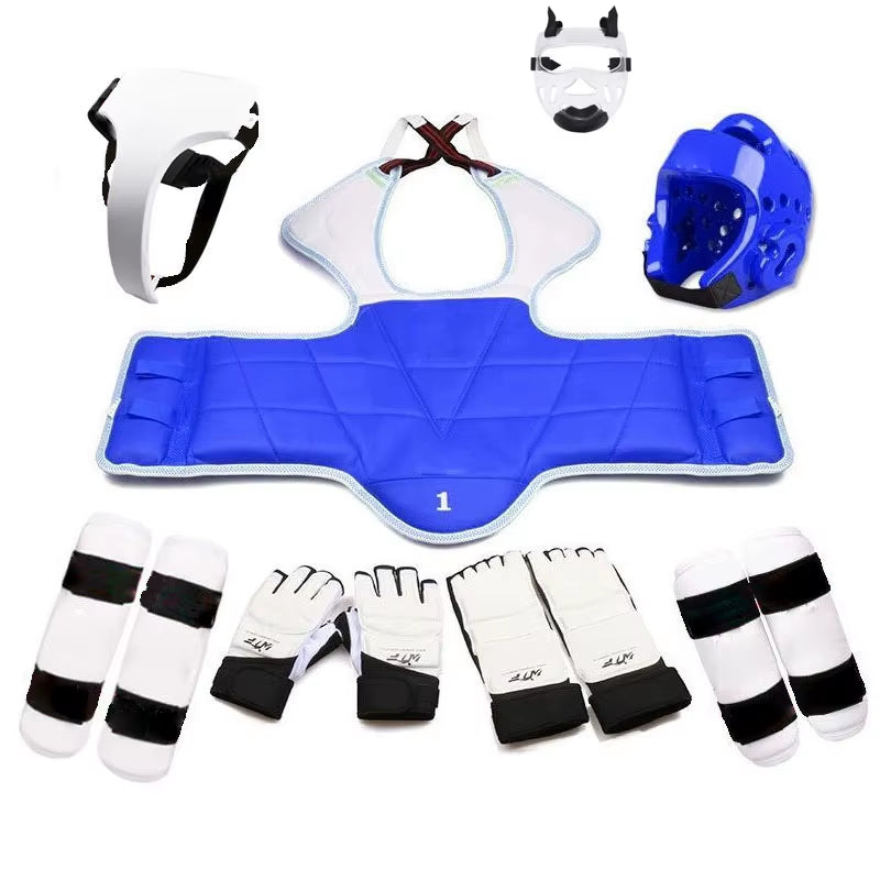 Five-Piece Set Taekwondo Helmet Kickboxing Armor Guantes De Boxeo WTF Foot Gloves Game Equipment Capacete Taekwondo Equipment