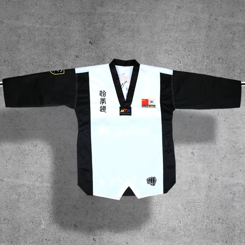 Top Quality Colored Taekwondo Uniform for Adult Child Teenagers Poomsae Dobok Red Blue Black Taekwondo&Karate Clothing