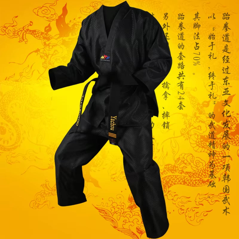 Black Taekwondo Uniform Dobok Kids Male Female Taekwondo Dobok Cotton Suits Jodo Uniform Taekwondo Cloths