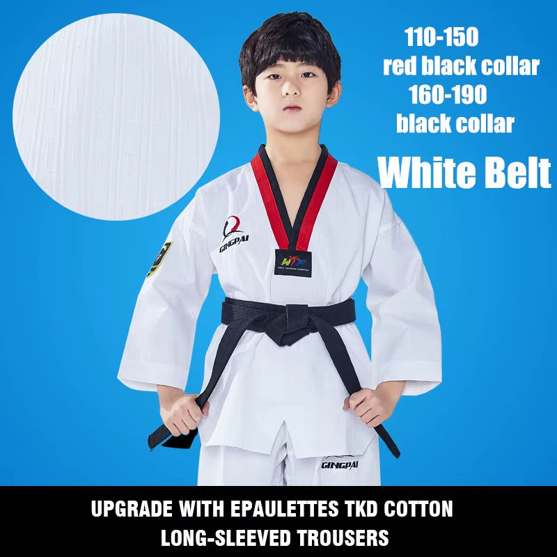 World Training Taekwondo Poomsae Dan Practice Doboks Junior Male&Female Senior Unisex Master Dan Taekwondo Uniforms Clothes Suit