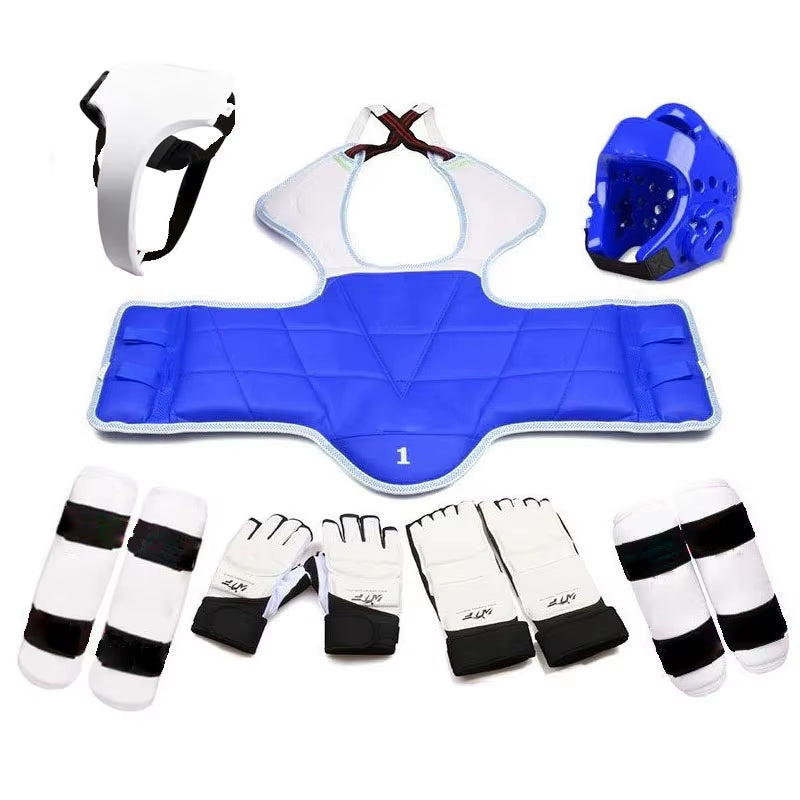 Five-Piece Set Taekwondo Helmet Kickboxing Armor Guantes De Boxeo WTF Foot Gloves Game Equipment Capacete Taekwondo Equipment