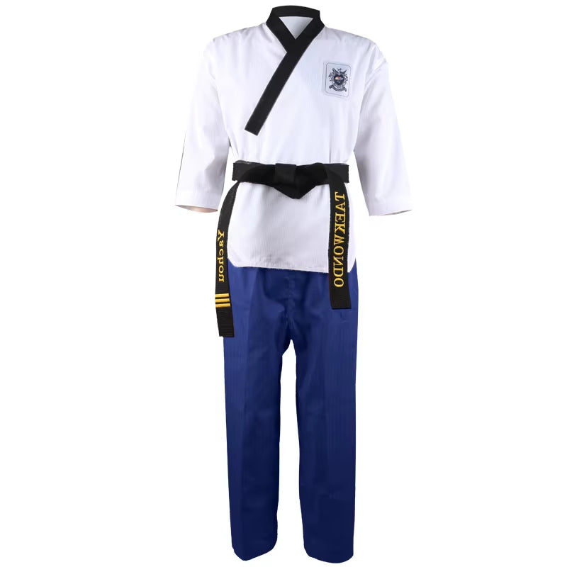 High Quality Black Red Taekwondo Uniform Training Taekwondo Suits Embroidery Uniforms Poomsae Dobok WTF Approved Size 160-190Cm