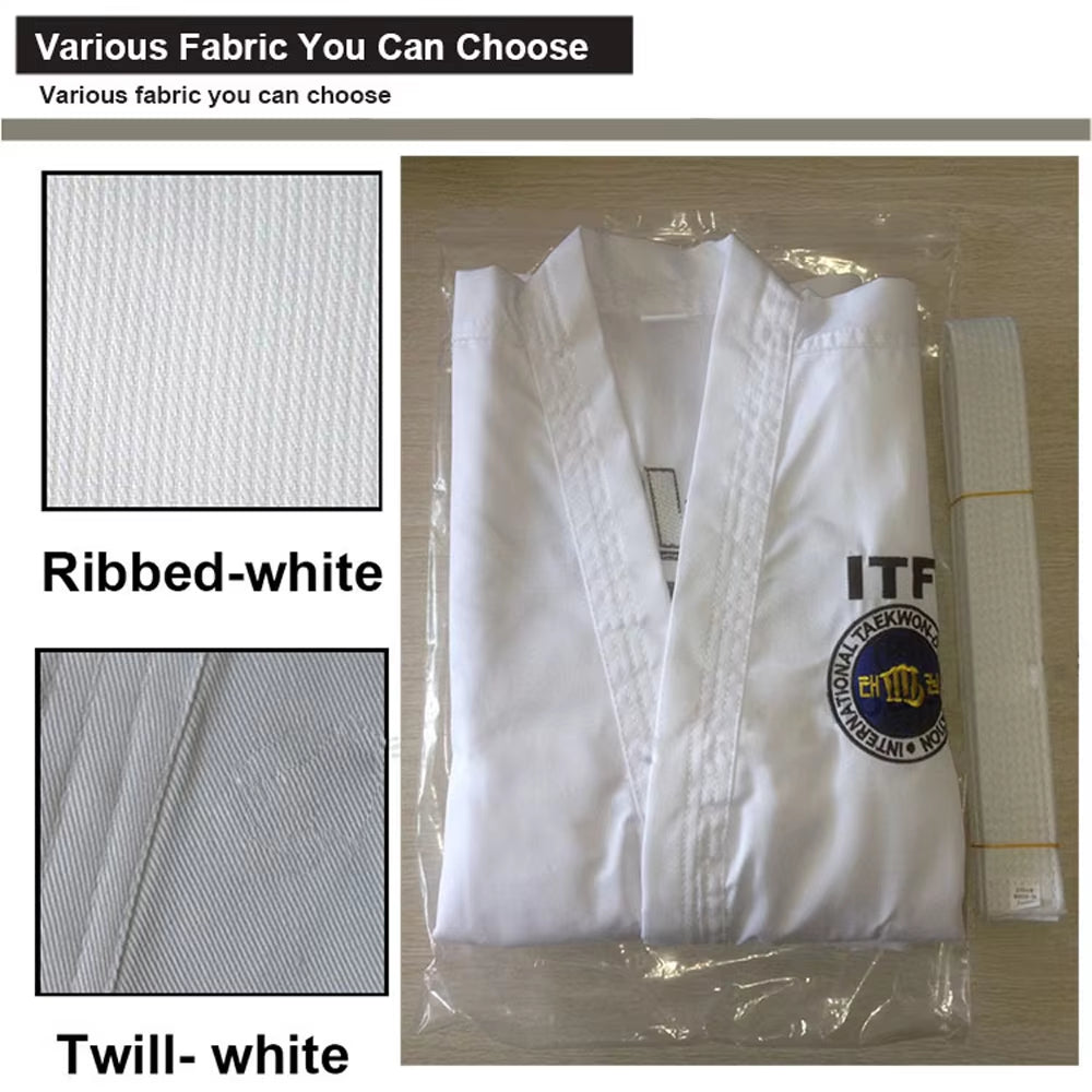 Professiona ITF Approve White Uniform Taekwondo Student Doboks Suit Kimono Martial Arts Taekwondo Clothes Long Sleeve Fitness Gi