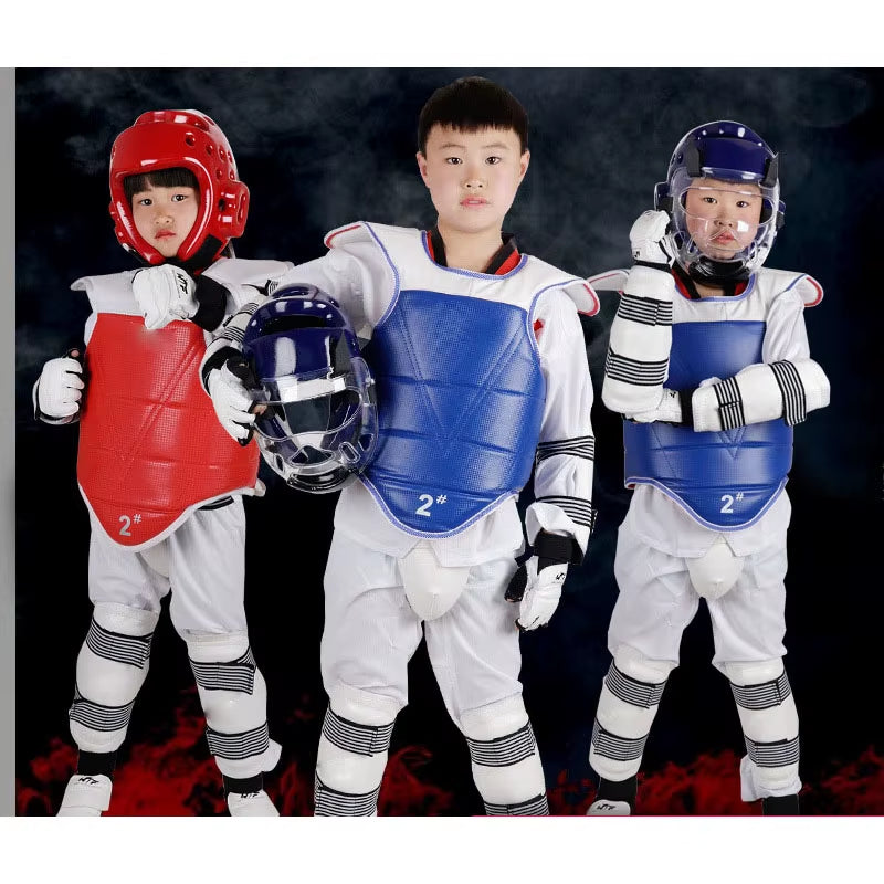 Five-Piece Set Taekwondo Helmet Kickboxing Armor Guantes De Boxeo WTF Foot Gloves Game Equipment Capacete Taekwondo Equipment